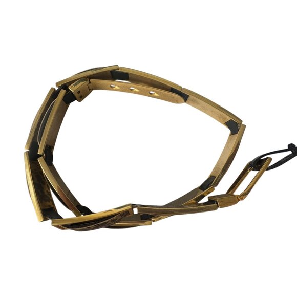 Leopard Print Gold Metal Adjustable Belt With Black Accents - Picture 5 of 11